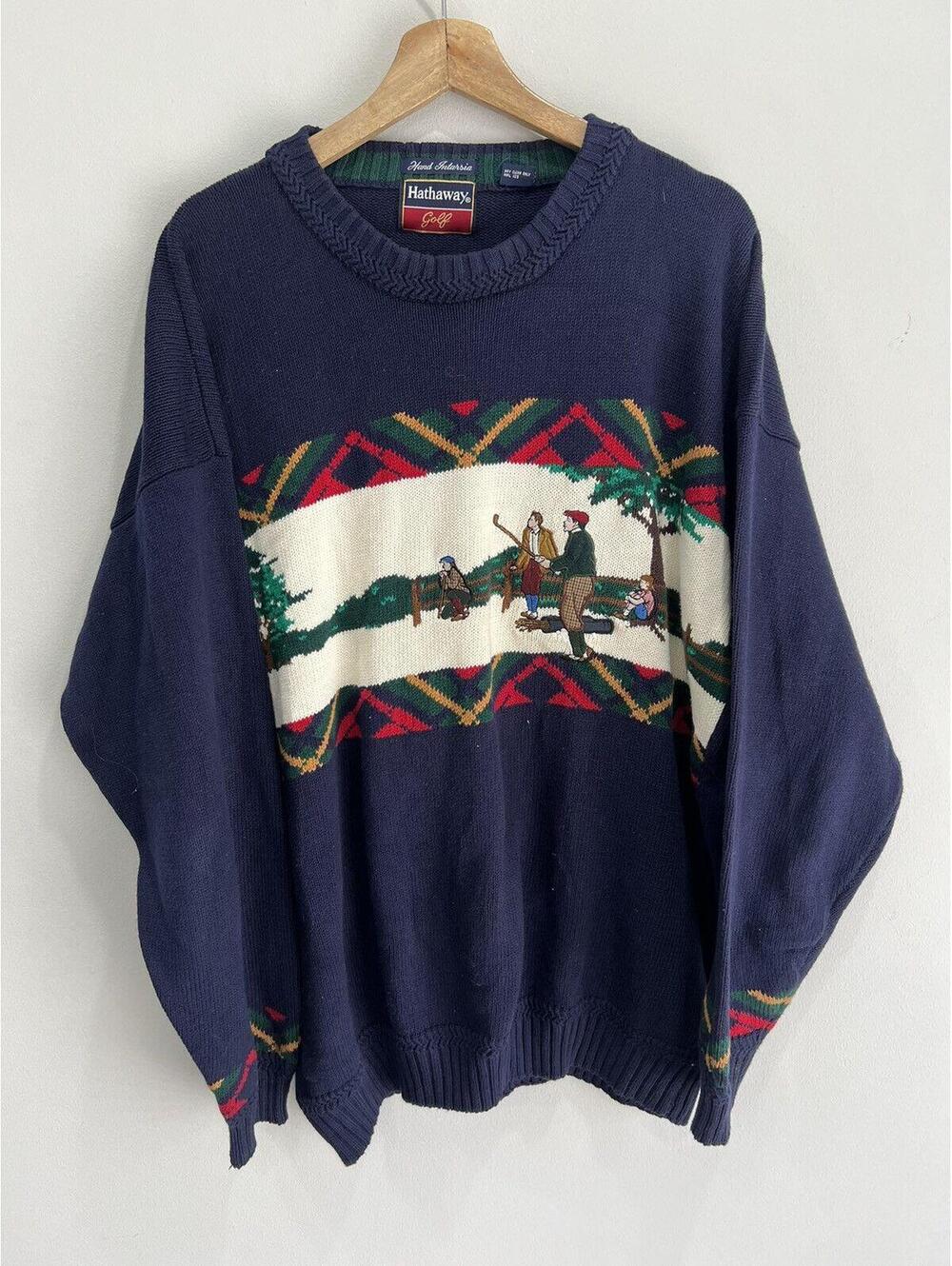 Vintage Golf Knit Sweater Pullover Crewneck